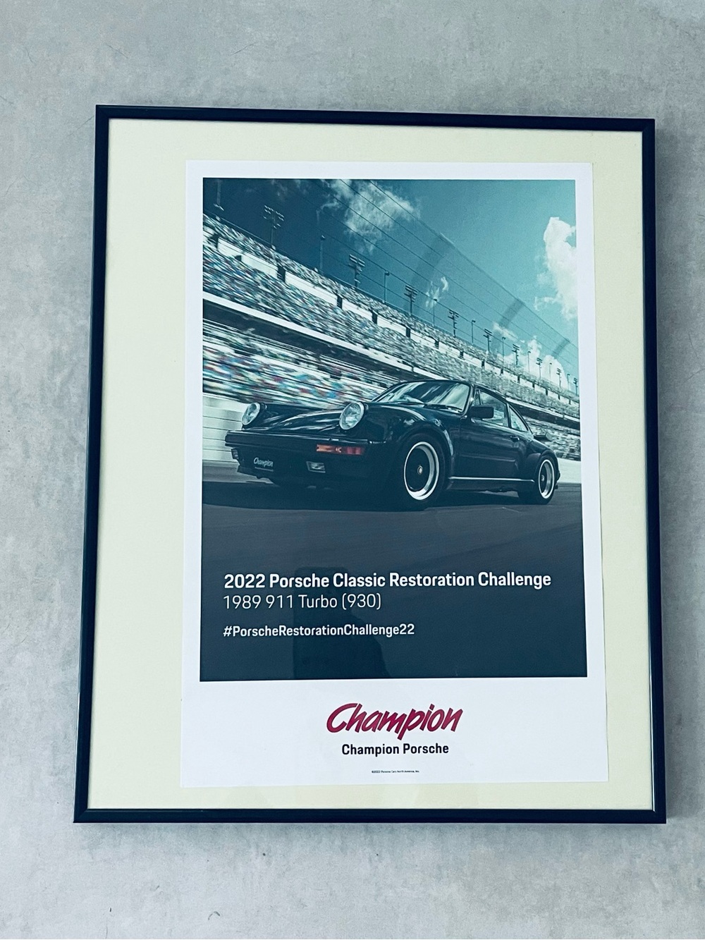 Porsche 1989 Turbo 911 poster in frame and little box.